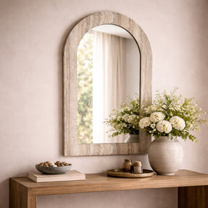   Gray Travertine Arched Mirror | Oroa.com