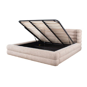 Modern European furniture - Cream Channeled Storage Bed - www.oroa.com