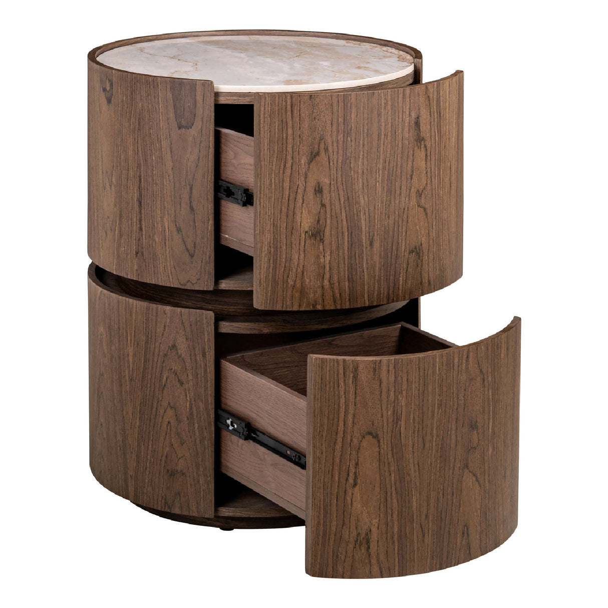 Modern European furniture - Round 2-Drawer Nightstand - www.oroa.com