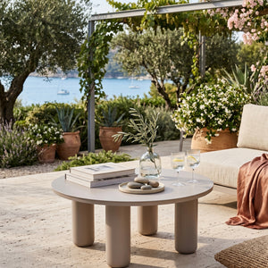   Beige Round Outdoor Coffee Table | Oroa.com