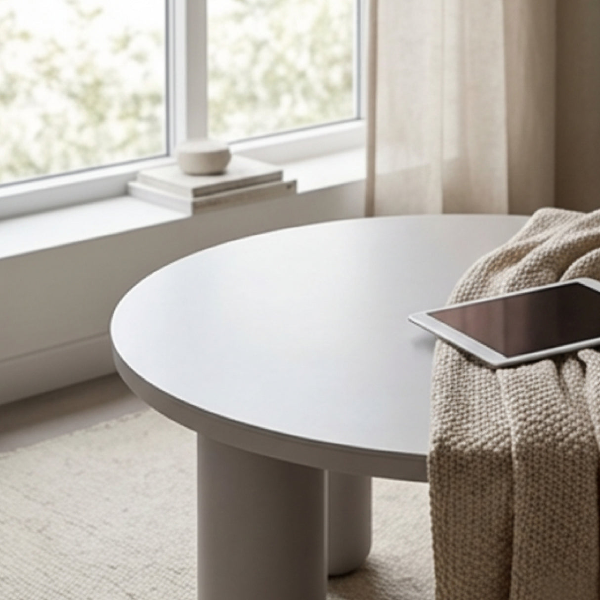   Beige Round Outdoor Coffee Table | Oroa.com