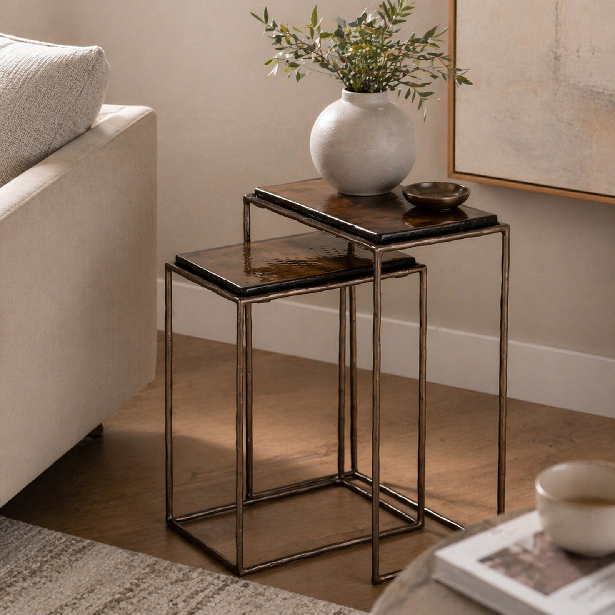   Modern European furniture - Bronze End Table Set (2) - www.oroa.com | Oroa.com