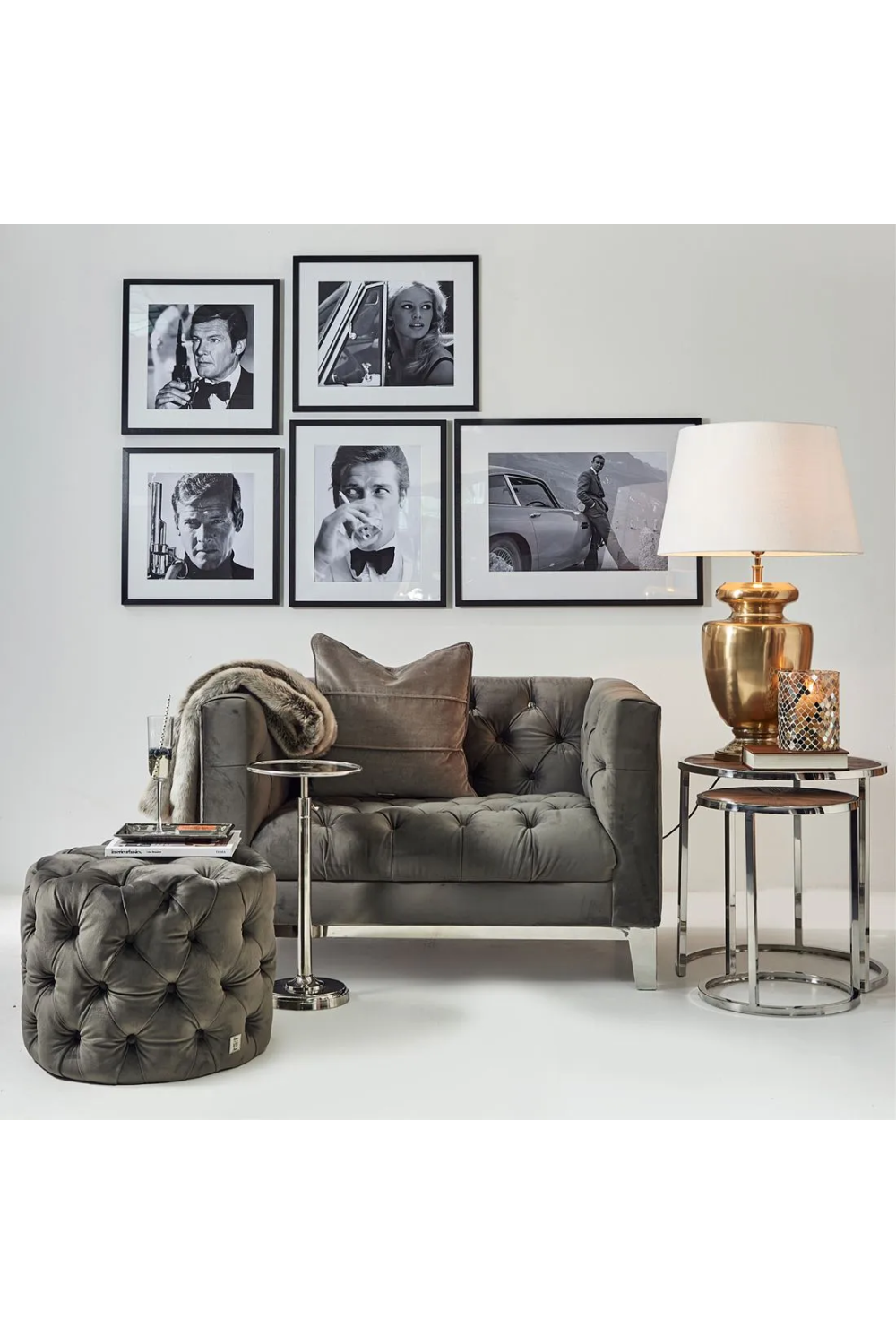 Silver Adjustable Pedestal Side Table | Rivièra Maison Venice | Oroa.com