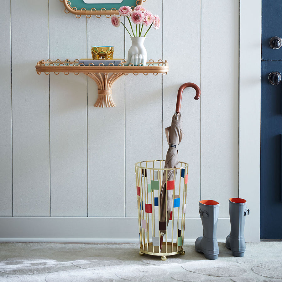 Wheeled Brass Umbrella Stand | Jonathan Adler Miami | Oroa.com