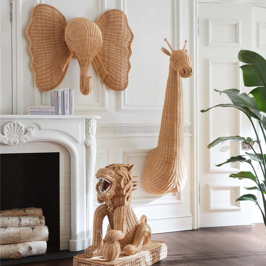Animal Head Wicker Wall Art | Jonathan Adler Elephant | Oroa.com