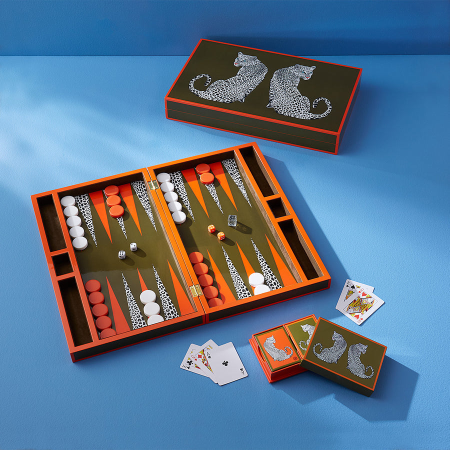 High-Gloss Backgammon Set | Jonathan Adler Leopard | Oroa.com