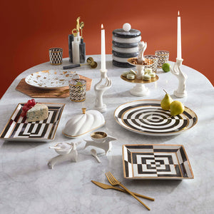 Gilded Porcelain Square Serving Tray | Jonathan Adler Op Art | Oroa.com