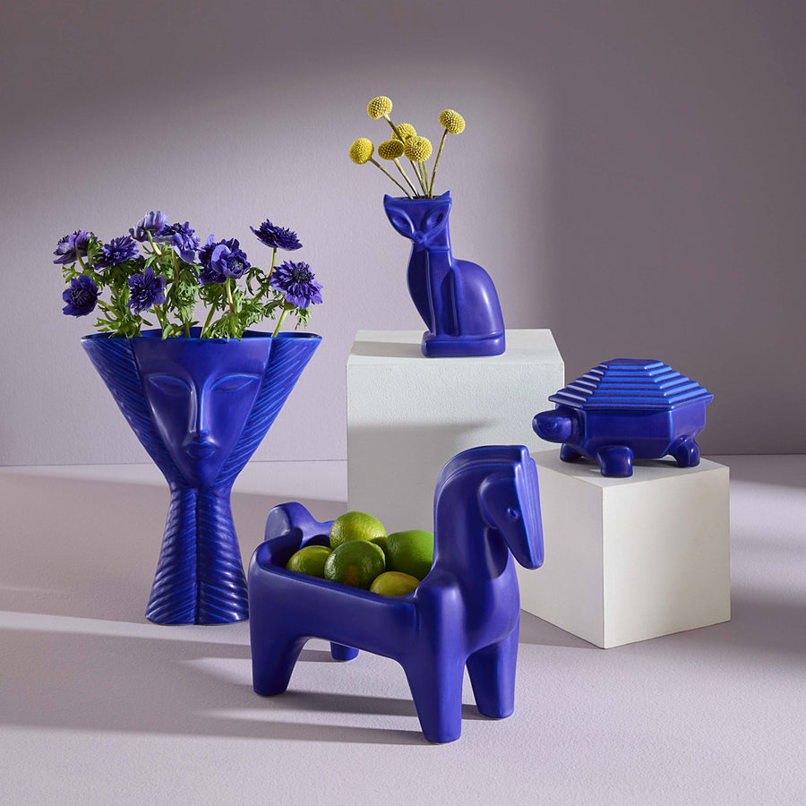 Conical Blue Stoneware Vase | Jonathan Adler Cobalt Lady | Oroa.com