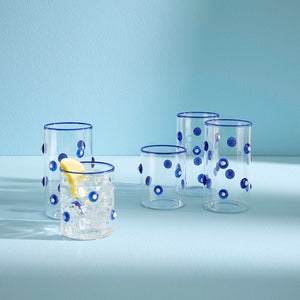 Blue Dotted Glassware Set (4) | Jonathan Adler Dottie Highball | Oroa.com