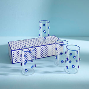 Blue Dotted Glassware Set (4) | Jonathan Adler Dottie Highball | Oroa.com