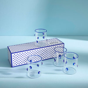 Blue Rimmed Glassware Set (4) | Jonathan Adler Dottie Rocks | Oroa.com