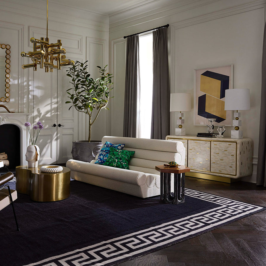 White Bouclé Channeled Slipper Sofa | Jonathan Adler Futura | Oroa.com