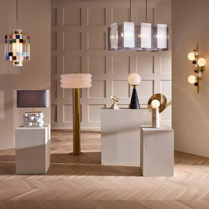 Cylindrical Travertine Table Lamp | Jonathan Adler Halo | Oroa.com