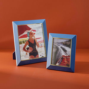 Blue Leather Photo Frame S | Jonathan Adler Perimeter | Oroa.com
