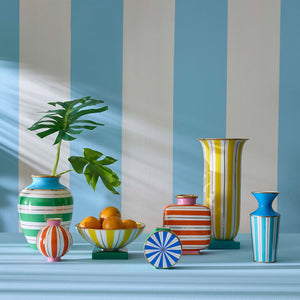 Yellow Stripes Tall Porcelain Vase | Jonathan Adler Portofino | Oroa.com