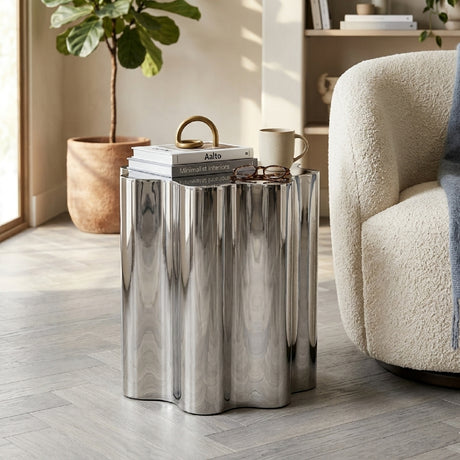   Modern European furniture - Silver Organic-Shaped Side Table - www.oroa.com | Oroa.com