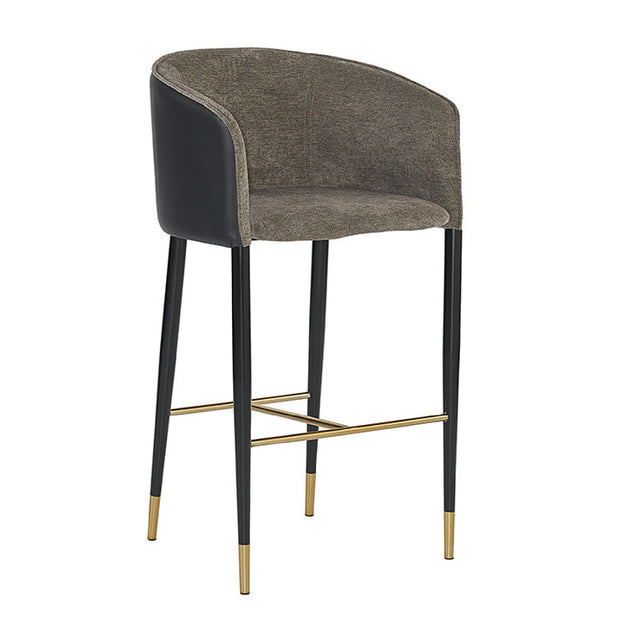 Modern European furniture - Gray Fabric & Leather Bar Stool - www.oroa.com
