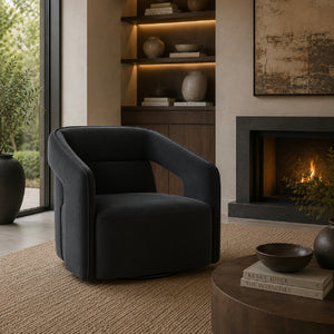   Modern European furniture - Fabric Upholstered Swivel Lounge Chair - www.oroa.com | Oroa.com