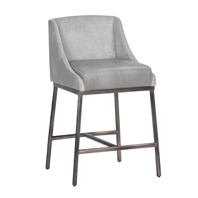 Modern European furniture - Gray Leather Seat Counter Stool - www.oroa.com