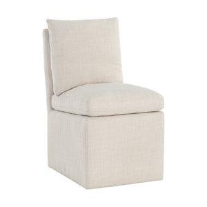   Modern European furniture - White Linen Wheeled Dining Chair - www.oroa.com | Oroa.com