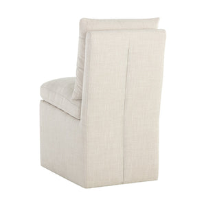   Modern European furniture - White Linen Wheeled Dining Chair - www.oroa.com | Oroa.com