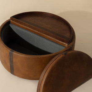   Modern European furniture - Round Leather Wheeled Storage Ottoman - www.oroa.com | Oroa.com
