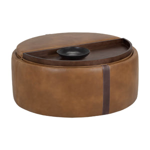   Modern European furniture - Round Leather Wheeled Storage Ottoman - www.oroa.com | Oroa.com