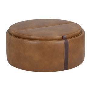   Modern European furniture - Round Leather Wheeled Storage Ottoman - www.oroa.com | Oroa.com