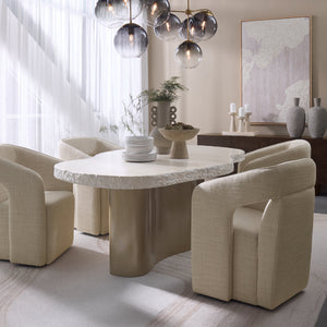   Modern European furniture - Fabric Upholstered Wheel Dining Armchair - www.oroa.com | Oroa.com
