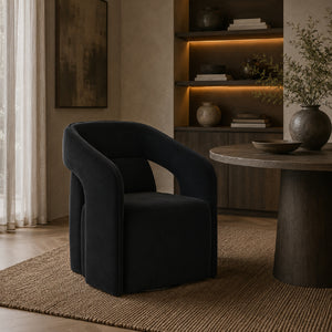   Modern European furniture - Fabric Upholstered Wheel Dining Armchair - www.oroa.com | Oroa.com