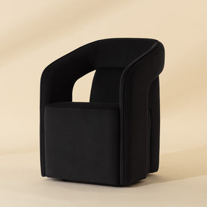   Modern European furniture - Fabric Upholstered Wheel Dining Armchair - www.oroa.com | Oroa.com