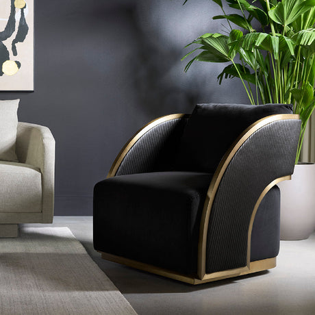   Modern European furniture - Black Leather Swivel Lounge Chair - www.oroa.com | Oroa.com