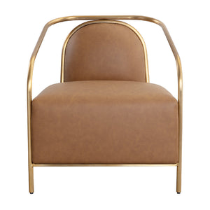   Modern European furniture - Gold Framed Leather Lounge Chair - www.oroa.com | Oroa.com
