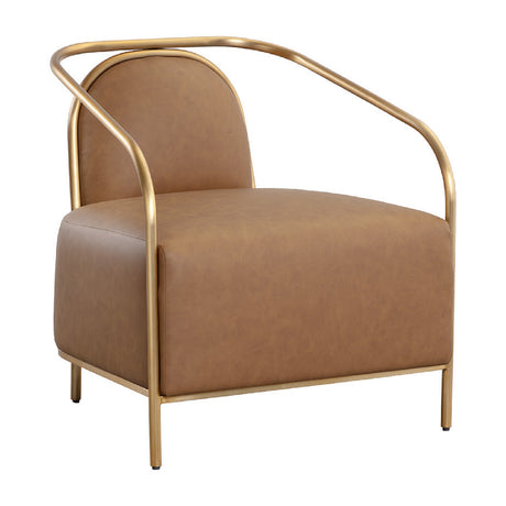   Modern European furniture - Gold Framed Leather Lounge Chair - www.oroa.com | Oroa.com