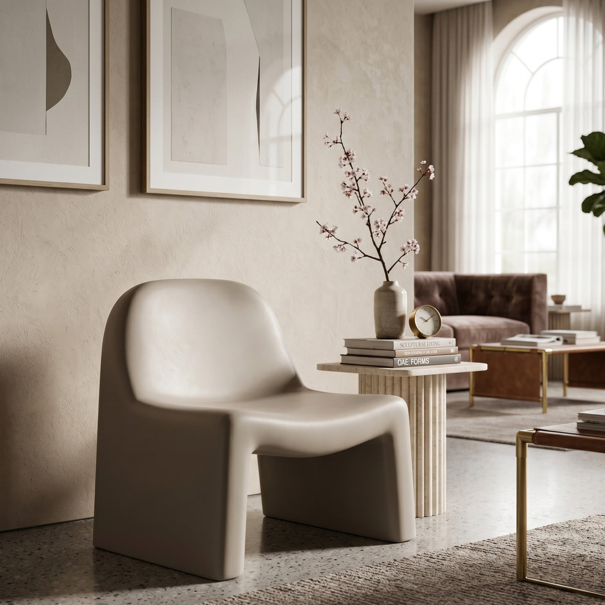   Cream Concrete Indoor/Outdoor Lounge Chair | Oroa.com
