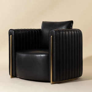   Modern European furniture - Leather Channel-Piped Lounge Chair - www.oroa.com | Oroa.com