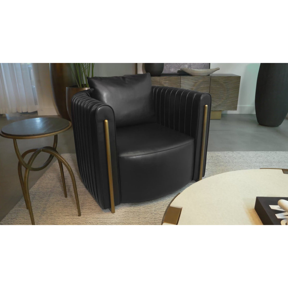   Modern European furniture - Leather Channel-Piped Lounge Chair - www.oroa.com | Oroa.com