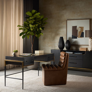   Modern European furniture - Leather Look Wheeled Dining Chair - www.oroa.com | Oroa.com