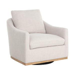   Modern European furniture - White Linen Swivel Lounge Chair - www.oroa.com | Oroa.com