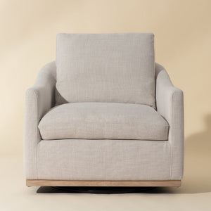   Modern European furniture - White Linen Swivel Lounge Chair - www.oroa.com | Oroa.com