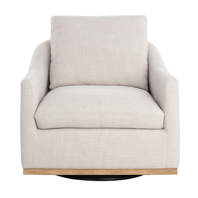 Modern European furniture - White Linen Swivel Lounge Chair - www.oroa.com