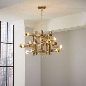 Stacked Metallic Tubes Chandelier | Jonathan Adler Milano Kinetic | Oroa.com