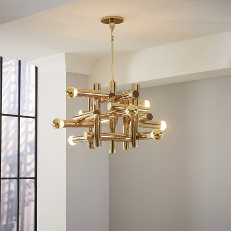 Stacked Metallic Tubes Chandelier | Jonathan Adler Milano Kinetic | Oroa.com