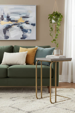   Modern European furniture Gray Concrete C-Shaped End Table  - www.oroa.com | Oroa.com