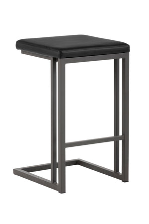   Modern European furniture - Black Leather Look Counter Stools (2) - www.oroa.com | Oroa.com