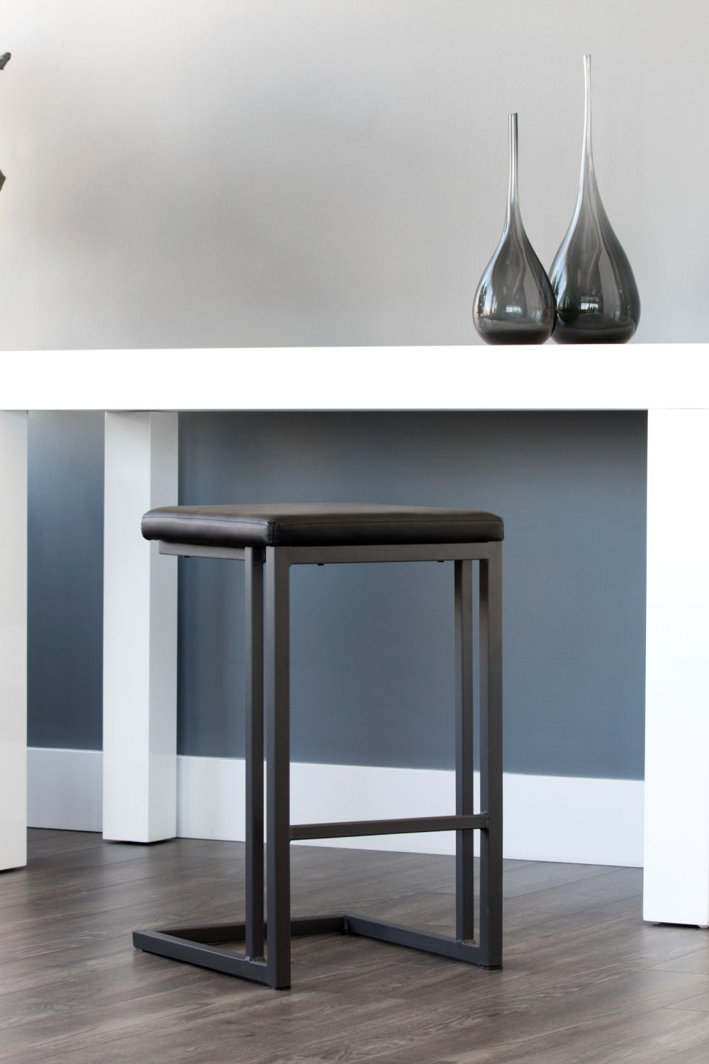   Modern European furniture - Black Leather Look Counter Stools (2) - www.oroa.com | Oroa.com