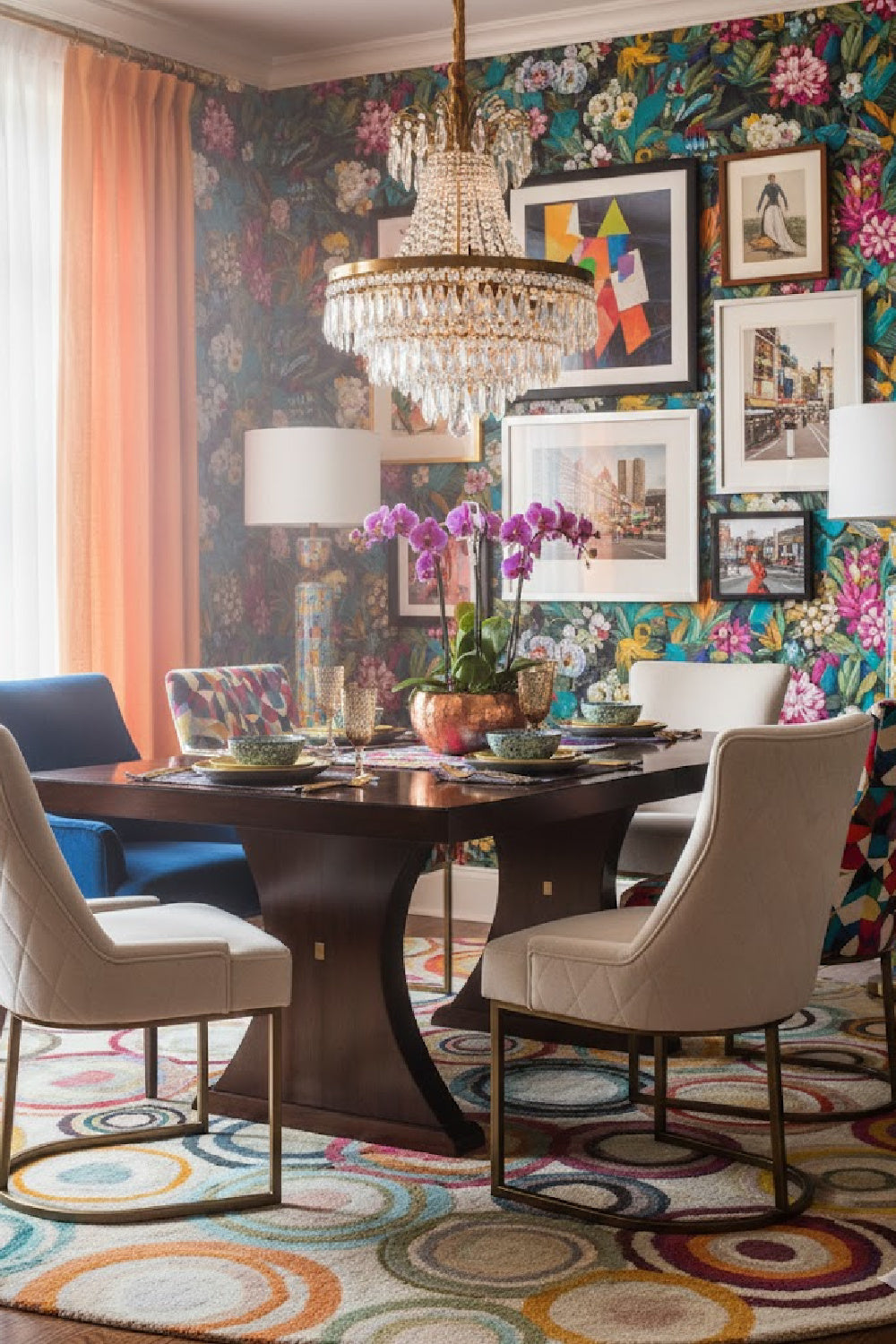   Modern European furniture - Bronze Cantilever Fabric Dining Chairs (2) - www.oroa.com | Oroa.com