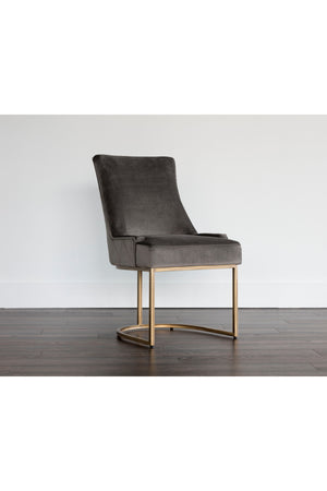   Modern European furniture - Bronze Cantilever Fabric Dining Chairs (2) - www.oroa.com | Oroa.com