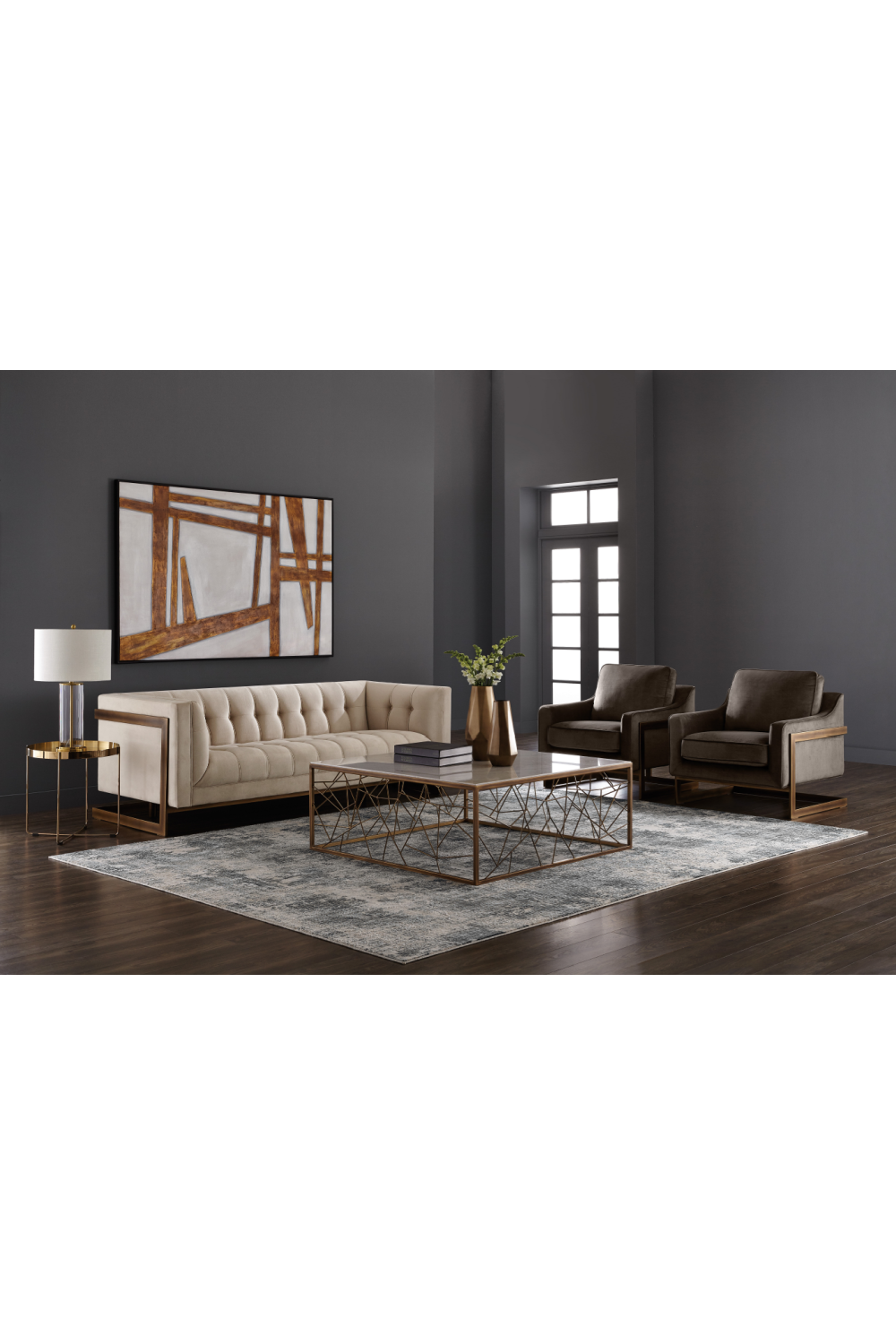   Modern European furniture - Bronze Frame Cantilevered Lounge Chair - www.oroa.com | Oroa.com