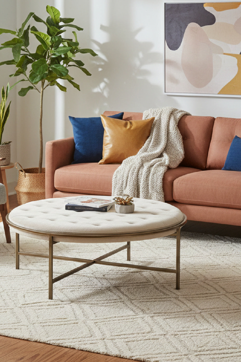 Modern European furniture - Metal Frame Upholstered Ottoman - www.oroa.com